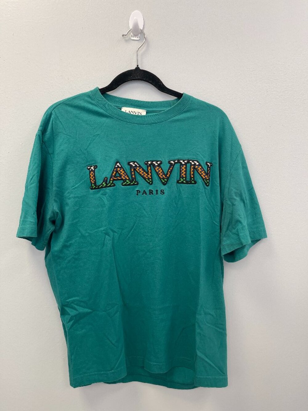 Lanvin Graphic Teal Green Print Crew Neck T-Shirt - XL - Preowned